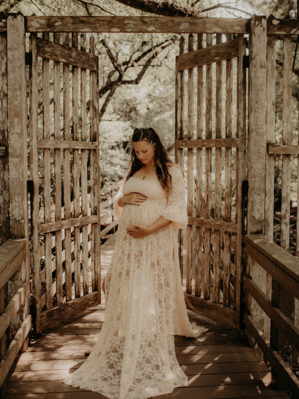 Ivory Lace Maternity Gown - Boho Lace Maxi Dress